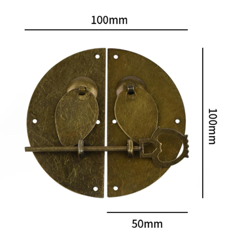 Description Picture 2 of itemKnock Pull Latch Handle Chinese Style Door Furniture Hardware With Bolts Vintage Wooden Box Lock Jewelry Box Furniture Lock