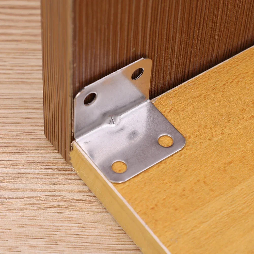 Description Picture 4 of item30/10Pcs Stainless Steel Corner Brace Corner Bracket Furniture Corner Connector Universal Joint Fastener for Wood Cabinet Drawer