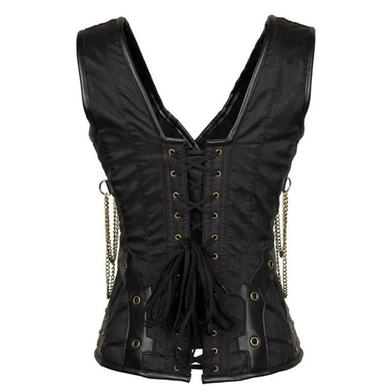 Description Picture 5 of itemSteampunk Leather Women Corset Straps Overbust Corsets Vest Vintage Gothic Corsets Bustiers Top