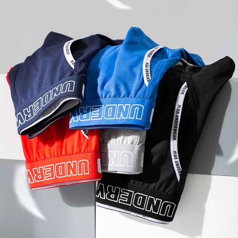 Description Picture 3 of item4Pcs/Lot Men Underwear Boxer Shorts Cotton Underpants Comfortable Breathable Lingerie Male Trunk U Convex Panties