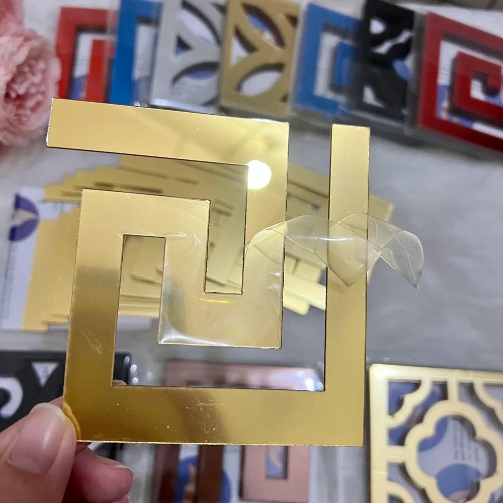 Description Picture 2 of item10Pc Furniture Decoration Acrylic with Adhesive Wall Decor Office Sticker Mirror for Living Room Bedroom Edge Strip Corner Line