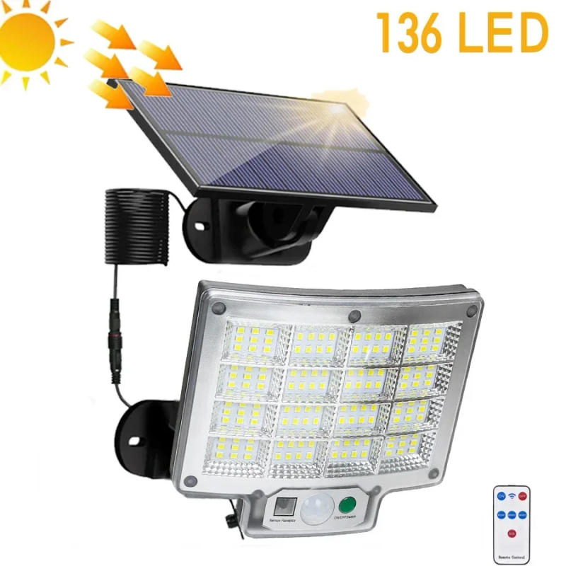 Description Picture 6 of item1PC 192 LED Split Solar Light Outdoor Waterproof with Motion Sensor Floodlight Remote Control 3 Modes for Patio Garage Backyard