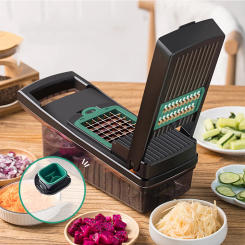 15-In-1 Vegetable Chopper Manual Food Processor Onion Garlic Pepper Potatoes Multifunction Kitchen Vegetable Slicer Dicer Cutter
