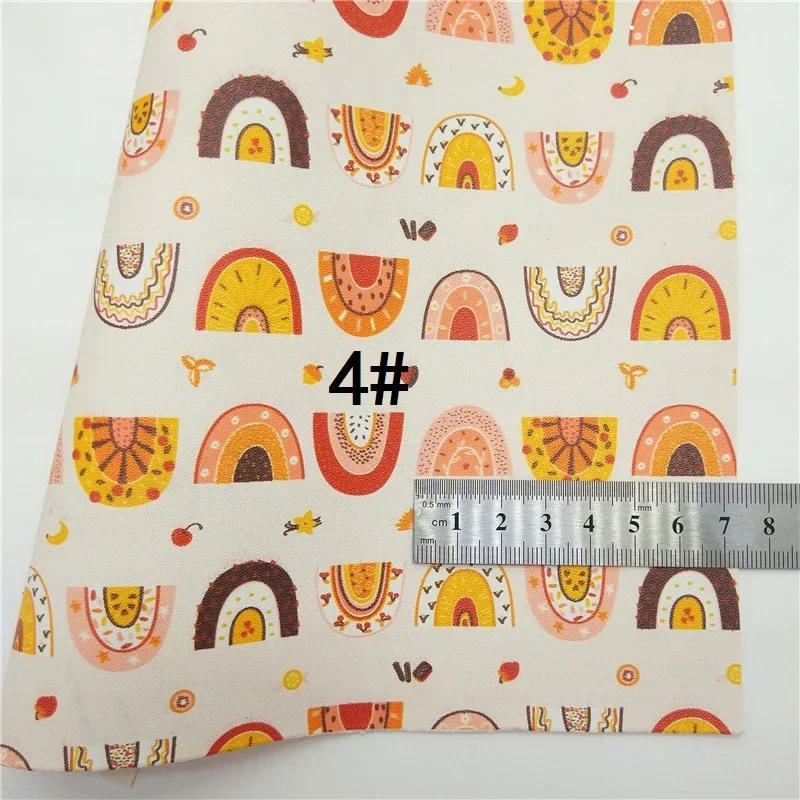 Description Picture 6 of itemAutumn Rainbows Printed Synthetic Leather Faux Fabric Sheets Felt Backing Vinyl For Earrings bag Bows DIY GM2358B