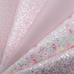 Pink Chunky Glitter Leather Sheets Fabric Felt Backing Glitter Leather Flowers Printed Synthetic Leather For Bows DIY  W551