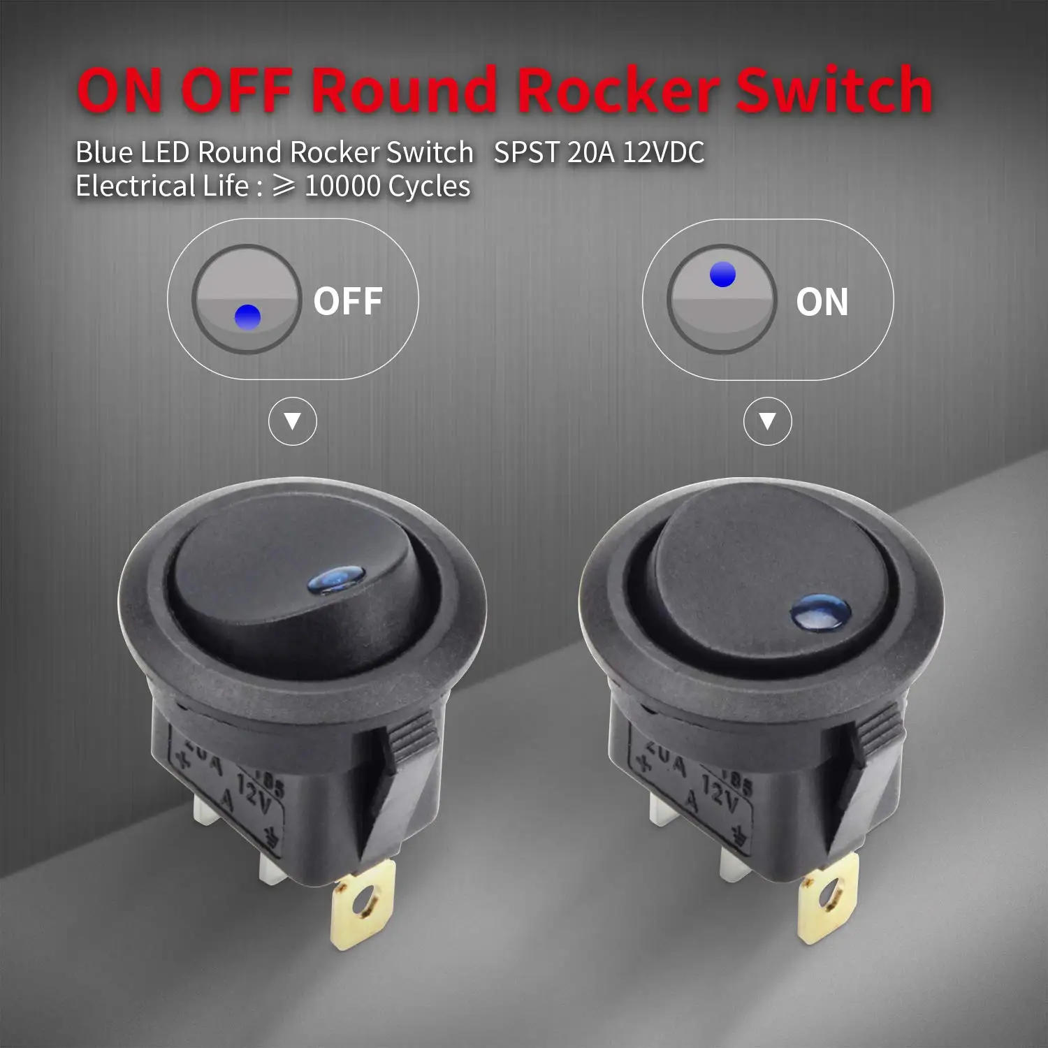 Description Picture 5 of item20mm Round Rocker Toggle Switch Shell Housing 12V LED ON OFF Lighted DIY Car Truck golf cart Dash Panel