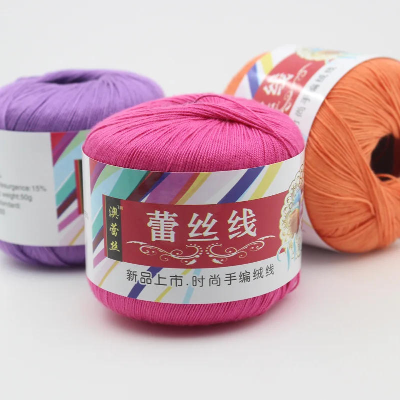 Description Picture 4 of item1Pc 50g 100% Cotton Yarn for Hand Knitting Soft lace Crochet Yarn Thin threads for sweater shawl toy amigurumi line 180Meter