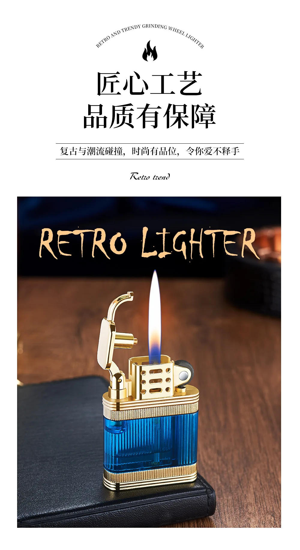 Description Picture 5 of item2024 Transparent Windproof Open Flame Butane Gas Lighter Large Capacity Gas Chamber Grinding Wheel Ignited Inflatable Lighters