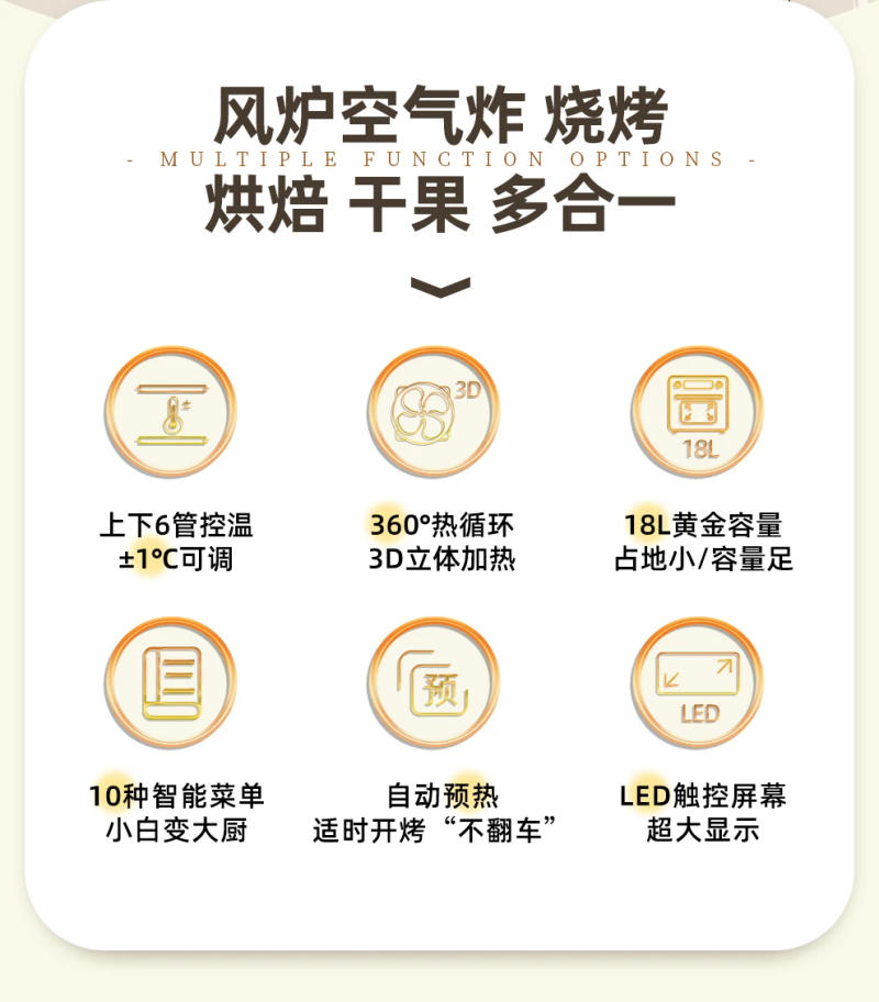 Description Picture 3 of item18L Smart air fryer oven Two in 1 Visual Air fryers Low fat oil free airfryer Multifunction Automatic deep fryer Home appliances