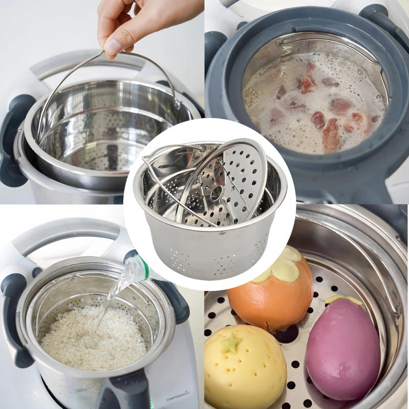 Description Picture 4 of itemTM7 Stainless Steel Steamer Rack Insert For Pot Thermomix TM7 TM5 TM6 Rice Cooker Steaming Basket Kitchen Accessories