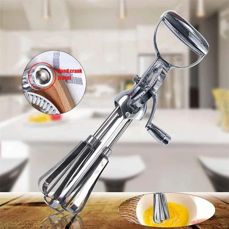 Description Picture 5 of itemManual Egg Beater Stainless Steel Double Rotate Multifunction Egg Beater Kitchen Turning Cream Utensils Baking Tool