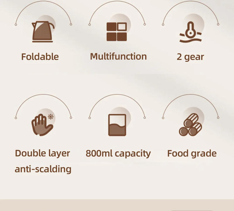 Description Picture 4 of item800ml Folded Electric Kettle Portable Cooking Pot Multicooker Travel Kettles TeaPot Heating Cup 304 Stainless Steel Slow Cooker