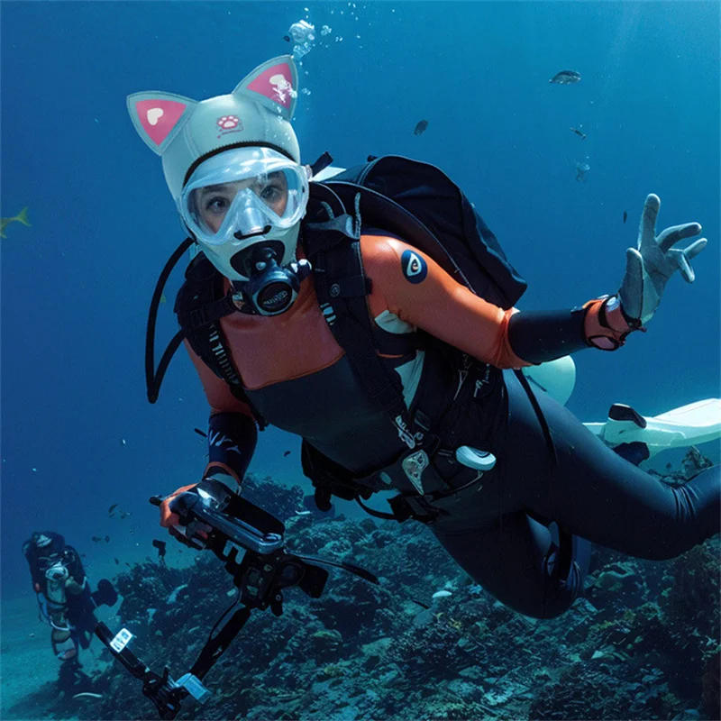 Description Picture 6 of itemOutdoor Diving Hat Men Swimming Cap Elastic Thickened Insulation Beach Sunscreen Cartoon Diving Head Cover Swim Caps for Women