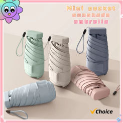 UV Flat 5-fold 6-bone Umbrella Ultra-light Portable Mini UV Protection Sunshade Umbrella Vinyl Folding Pocket Umbrella
