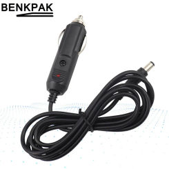 Car Cigarette Lighter 5.5*2.1mm Plug Cigar Power Connector Fused With Light LED With 1.5m Wire Cable End Caps