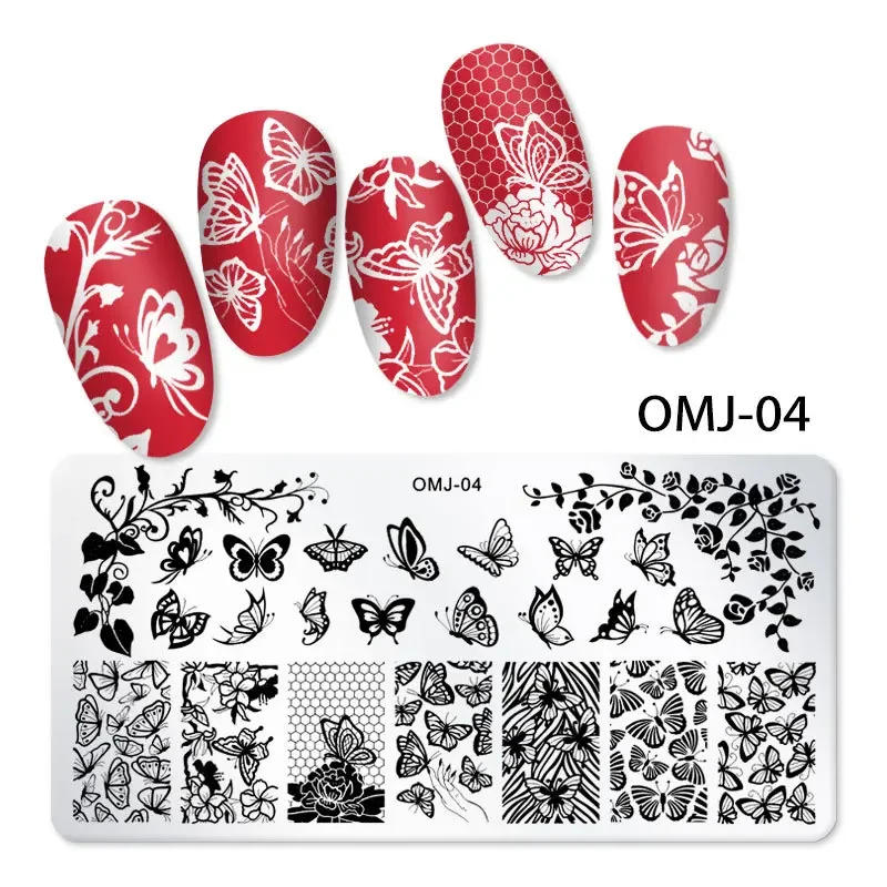 Description Picture 3 of itemNew Nail Art Templates Stamping Plate Design Butterfly Flower Animal Temperature Lace Stamp Templates Plates Image 12*6 Cm