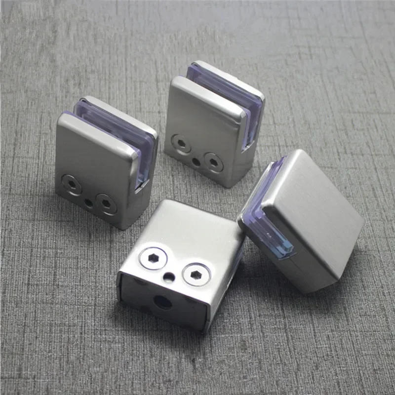 Description Picture 2 of item4Pcs Stainless Steel Square Clamp Holder Bracket Clip For Glass Shelf Handrails Silver