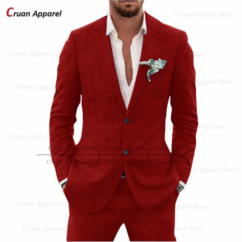 Description Picture 6 of itemLinen Men Suit Set Wedding Party Groomsman Formal Blazer Pants Holiday Tailor-made Beach Casual Outfits Banquet Fashion Clothes