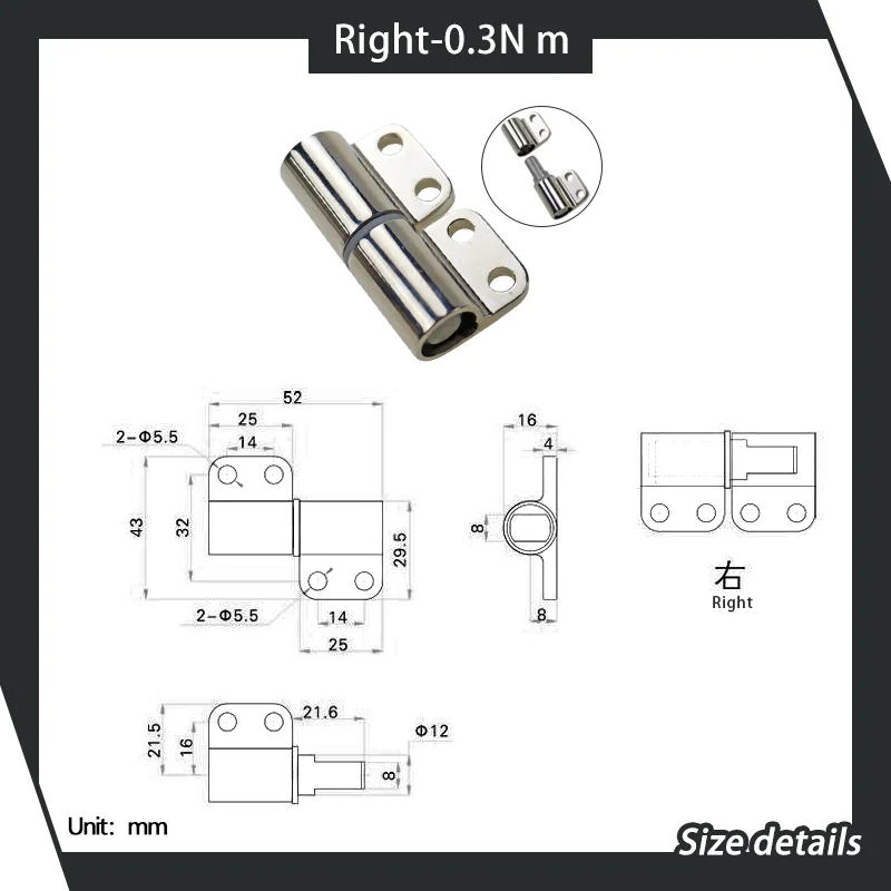 Description Picture 5 of itemCommercial 2-Inch Thick Load-Bearing Detachable Plug-In Flag Type Shaft Damping Hinge With Arbitrary Stopping Torque