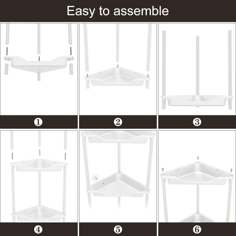 Description Picture 2 of item4 Layers Metal Corner Shelf Floor Standing Kitchen Bathroom Cabinet Triangle White Storage Rack Shower Organizer Home Accessory