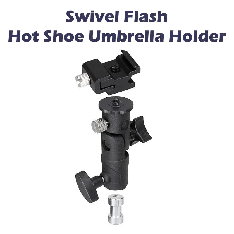 Description Picture 2 of itemFlash Hot Shoe Umbrella Holder Mount Adapter For Studio Light Type E Stand With 1/4 3/8 Screw Bracket Support E-type Lamp Holder