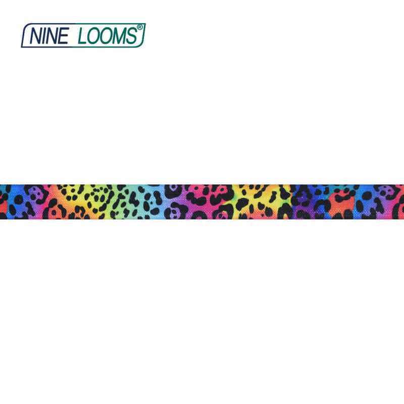Description Picture 4 of itemNINE LOOMS Print Foldover Elastic FOE 5/8" 15mm Rainbow Leopard Skull Spandex Band Hair Tie Headband DIY Sewing Trim 2 5 10 Yard