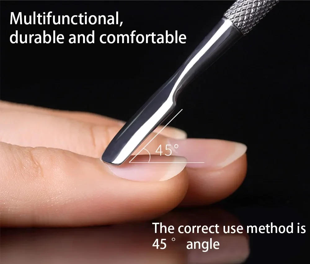 Description Picture 5 of item1pcs Stainless Steel Cuticle Pushers Dead Skin Remover Double Sided Finger Nail Cuticle Pusher Manicure Nail Care Pedicure Tool