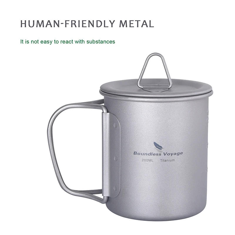 Description Picture 5 of itemBoundless Voyage Camping Titanium Cup Mug Outdoor Tourist Picnic Cooking Hanging Pot Tableware Hiking Kitchen Equipment Cookware