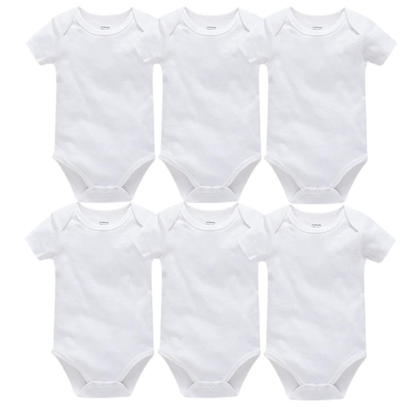 Description Picture 3 of item2/3/4/5/6 Pcs/set Blank Baby Bodysuit White Newborn Rompers 100% Cotton Kids Jumpsuit Short Sleeve Baby Clothing Set For 0-24M