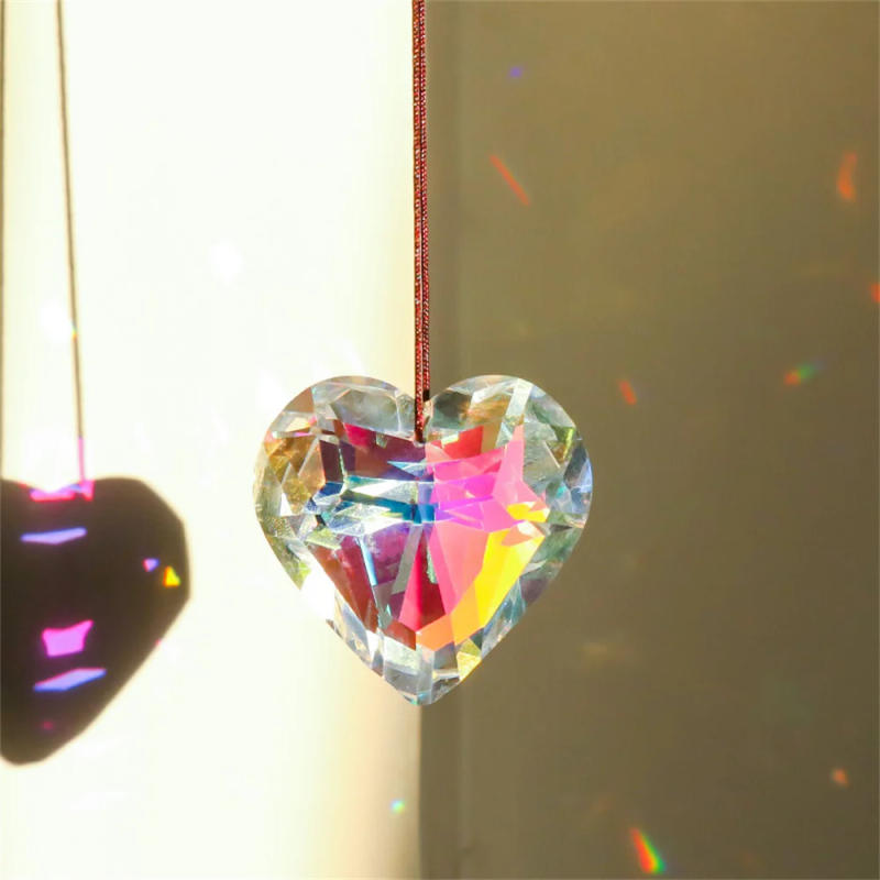 Description Picture 6 of item45mm Hanging Heart Suncatcher Prism Pendant Crafts for Home Office Garden Decoration Rainbow Maker Window Pendant 2025 Xmas Gift