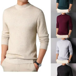 Pullovers Mock Neck Men's Cashmere Sweater Winter Wear Thin Undershirt Men's Clothing Solid Long Sleeve Knitted Sweaters For Men