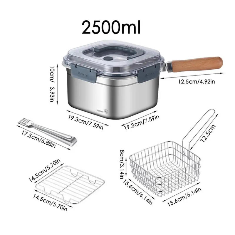 Description Picture 2 of itemCamping Cookware Set 2500ml Square Camping Cooking Pot Multifunctional Hiking Cooking Set Camping Equipment Deep Fryer Pot