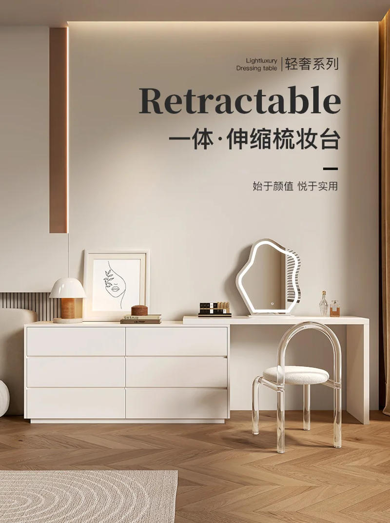 Description Picture 2 of itemMirror Dressing Table Modern Vanity Storage Console Bedroom Drawer Dressers Desk Table Cabinet Tocador Maquillaje Home Furniture