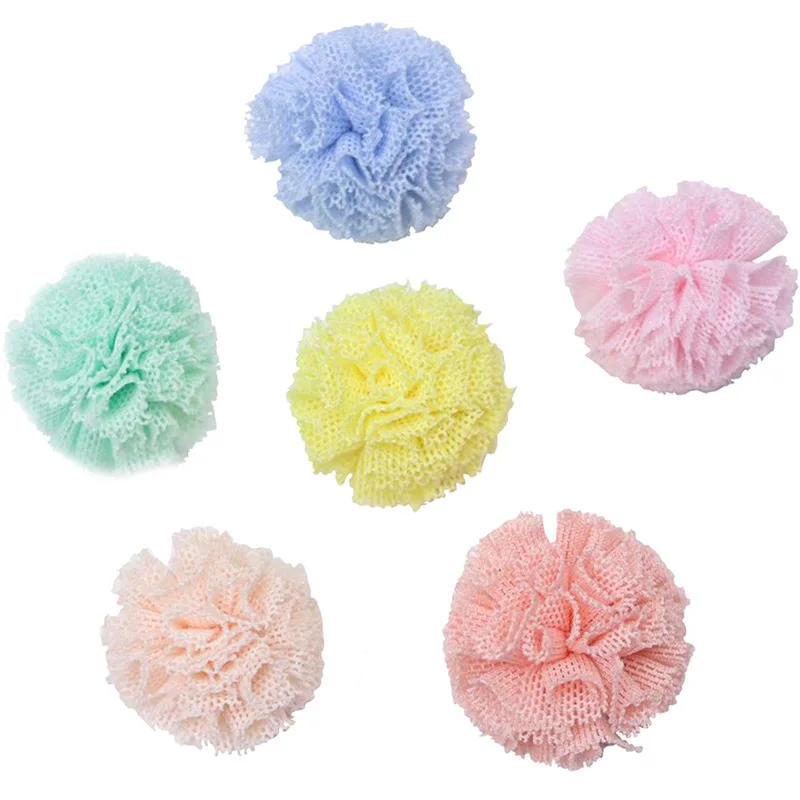 Description Picture 5 of item20mm Lace Gauze Pompones Elastic Flowers Pompoms Ball Mesh Pendant for Hair Clip DIY Crafts Garment Decor Sewing Accessories