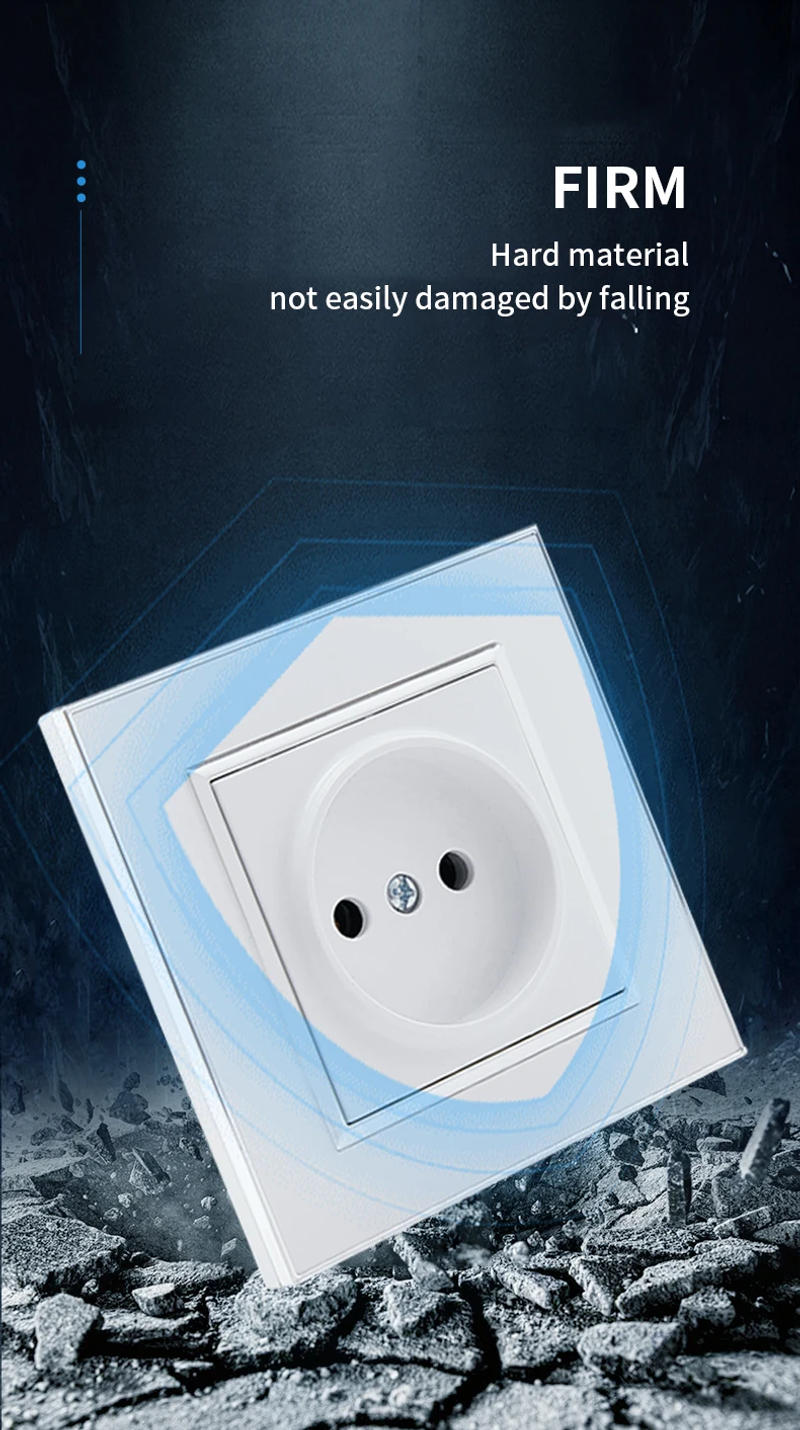 Description Picture 6 of itemWESA EU Standard Mirror Acrylic Wall Socket White Flame Retardant Panel Power Socket 16A Electrical Outlet No Standard Ground