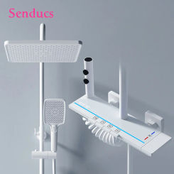 Home and Hotel Ambient Lighting  Digital Shower Set Rainfall Shower Head Sprinkler Brass Bathroom Faucet  Piano Shower System