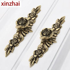 European Rose Flower Kitchen Cabinet Handles Zinc Alloy Lvory White Drawer Knobs Wardrobe Cupboard Door Pulls Hardware