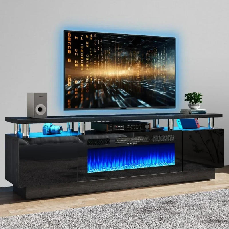 Description Picture 2 of itemFireplace TV Stand with 36" Electric Fireplace,LED Light Entertainment Center,2 Tier TV Console Stand for TVs Up to 80"