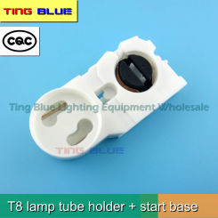(20pcs) T8 lamp holder starter integrated base G13 starter integrated lamp holder grille light card bracket lamp angle 12-250V2A