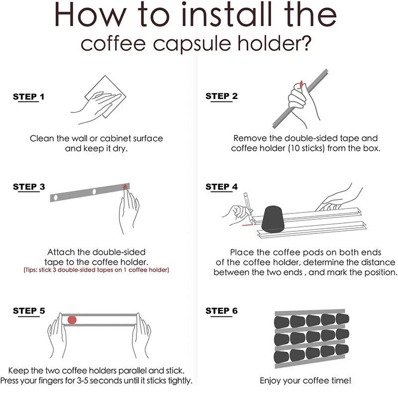 Description Picture 2 of itemCoffee Pod Capsule Holder 6 Pack Coffee Pod Counter Storage Strips Saving Space Compatible With K Cup Pods,Nespresso Pods