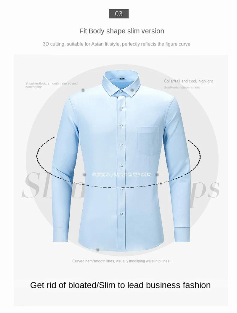 Description Picture 4 of itemMen's long sleeved white shirts with spot embroidery,business and professional shirts, work clothes,40 cotton solid color shirts