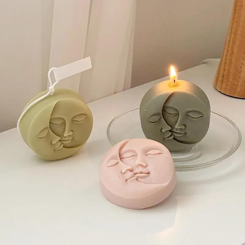Description Picture 4 of itemWarm Moon Sun Face Candle Silicone Mold DIY Handmade Soap Candle Jewelry Craft Candle Mold Candle Making Supplies Craft Gift