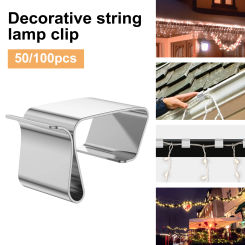 100PCS/50PCS Gutter Hooks Stainless Steel Christmas Lights Clips for Christmas Lights Holiday Lights Clips for Guttering
