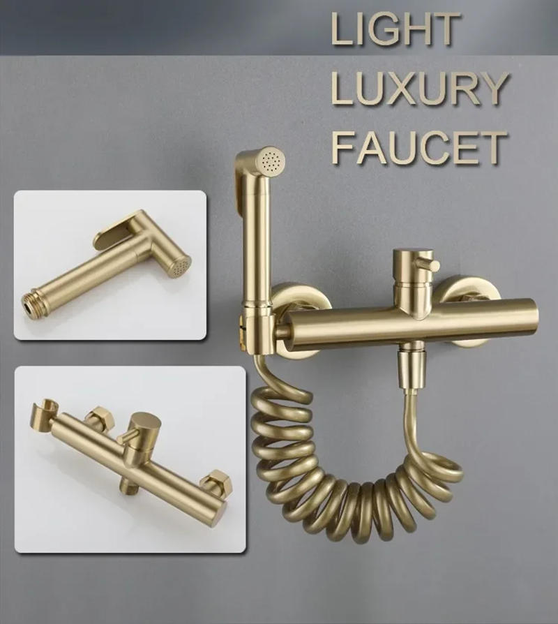 Description Picture 5 of itemToilet Bidets Sprayer Bathroom Accessories Cold And Hot Water Mixer Bidet Faucet Wall Mounted Rose Gold/Grey