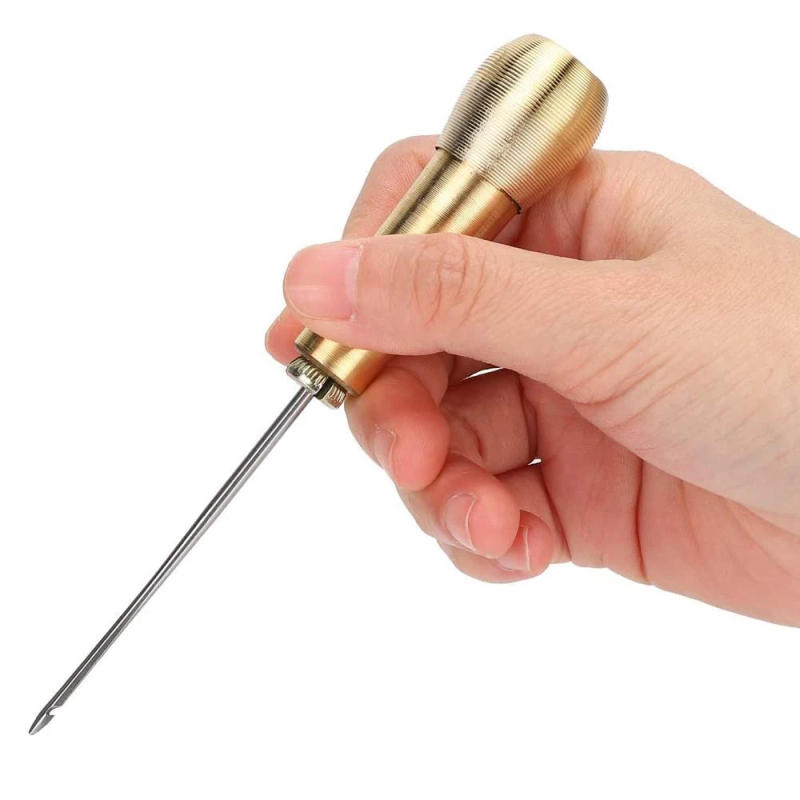 Description Picture 4 of itemLeather Sewing Kit DIY Leather Sewing Awl Needle with Copper Handle Set Leather Canvas Tent Shoes Repairing Tool Nylon Thread