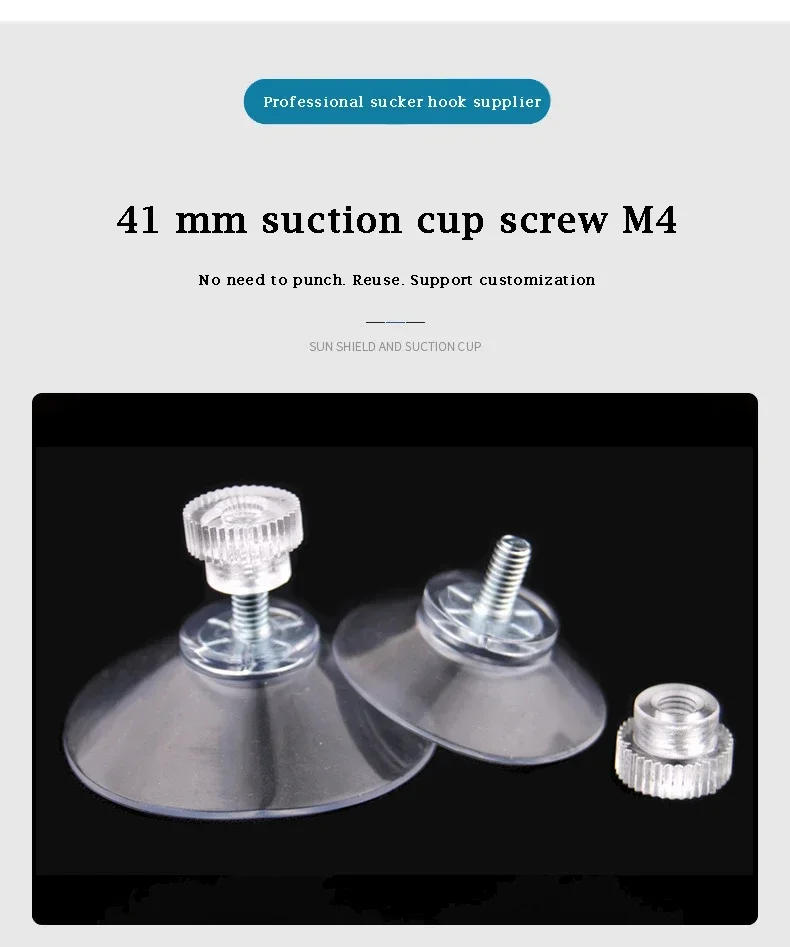 Description Picture 3 of item1/5Pcs Suction Cup Hooks with Screw Nut 40 Mm Clear Sucker Pads Strong Adhesive Suction Holder for Car Glass Bathroom Wall Door