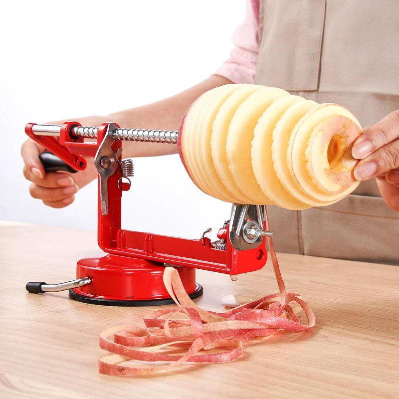 Description Picture 5 of item3 in 1 Manual Spiral French Fry Cutter Cooking Tool Fruit Peeler Hand Crank Slicer Suction Base Stainless Steel Kitchen Gadgets