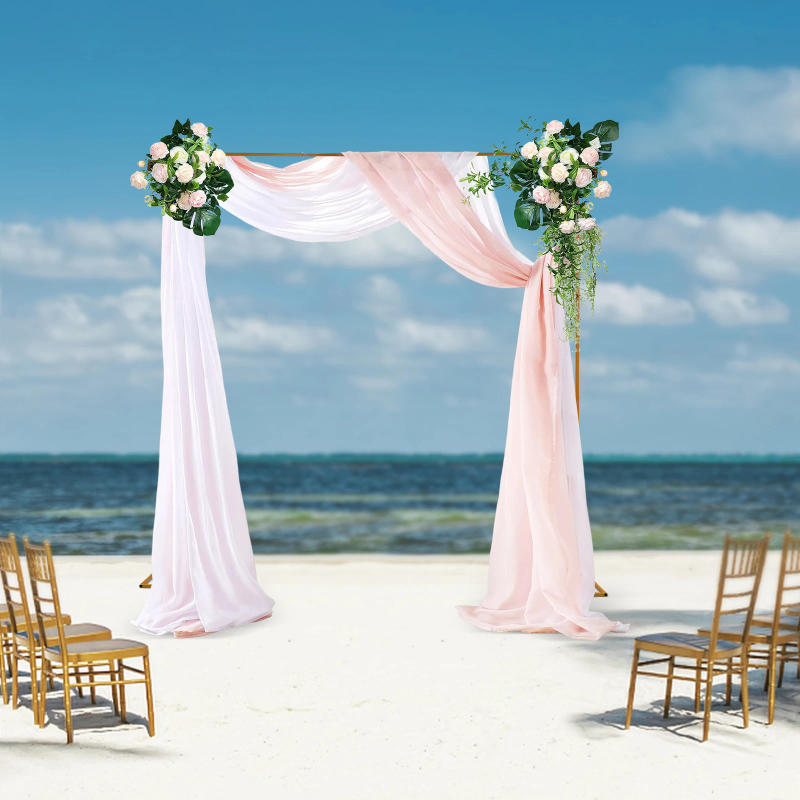 Description Picture 3 of item9.8FTx9.8FT Square Backdrop Stand Yellow Wedding Arches for Ceremony Rectangular Metal Balloon Arch Stand Adjustable Garden