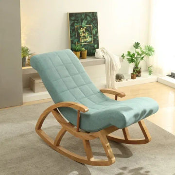 Loveseat SOFA Solid wood rocking chair home Nordic adult rocking chair Elderly lounge chair nap balcony bedroom fabric relaxed