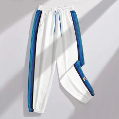 Summer New Fashion Men/Women's clothing Haren pants Cropped pants Elastic Striped Loose Youthful vitality Casual Trousers